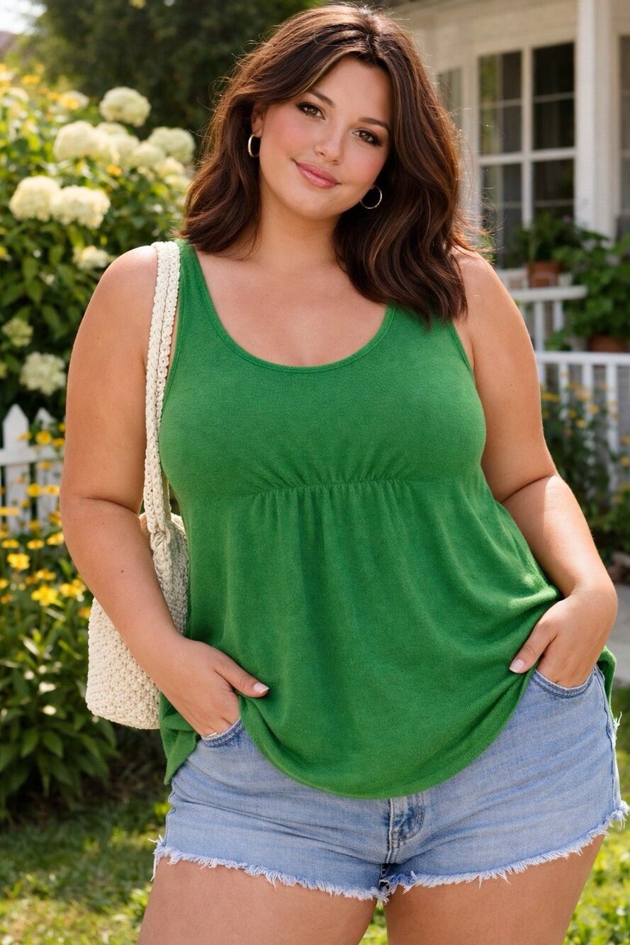 Forte 100% Cashmere Green Sleeveless Sweater Size XL